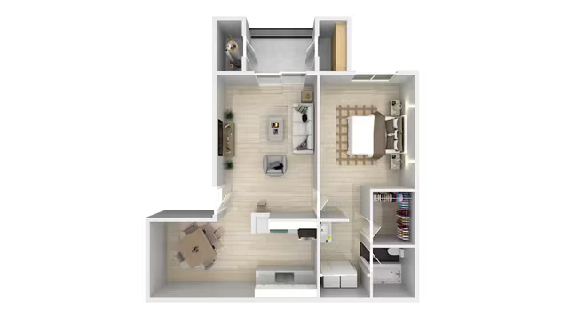 1Bed 1Bath 709sf 186 floor plan